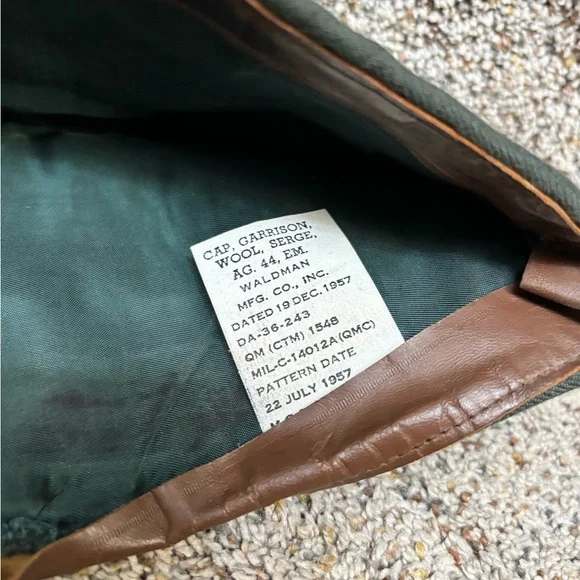 Vintage 1957 Army Garrison Wool Military Caps Green - Picture 2 of 6